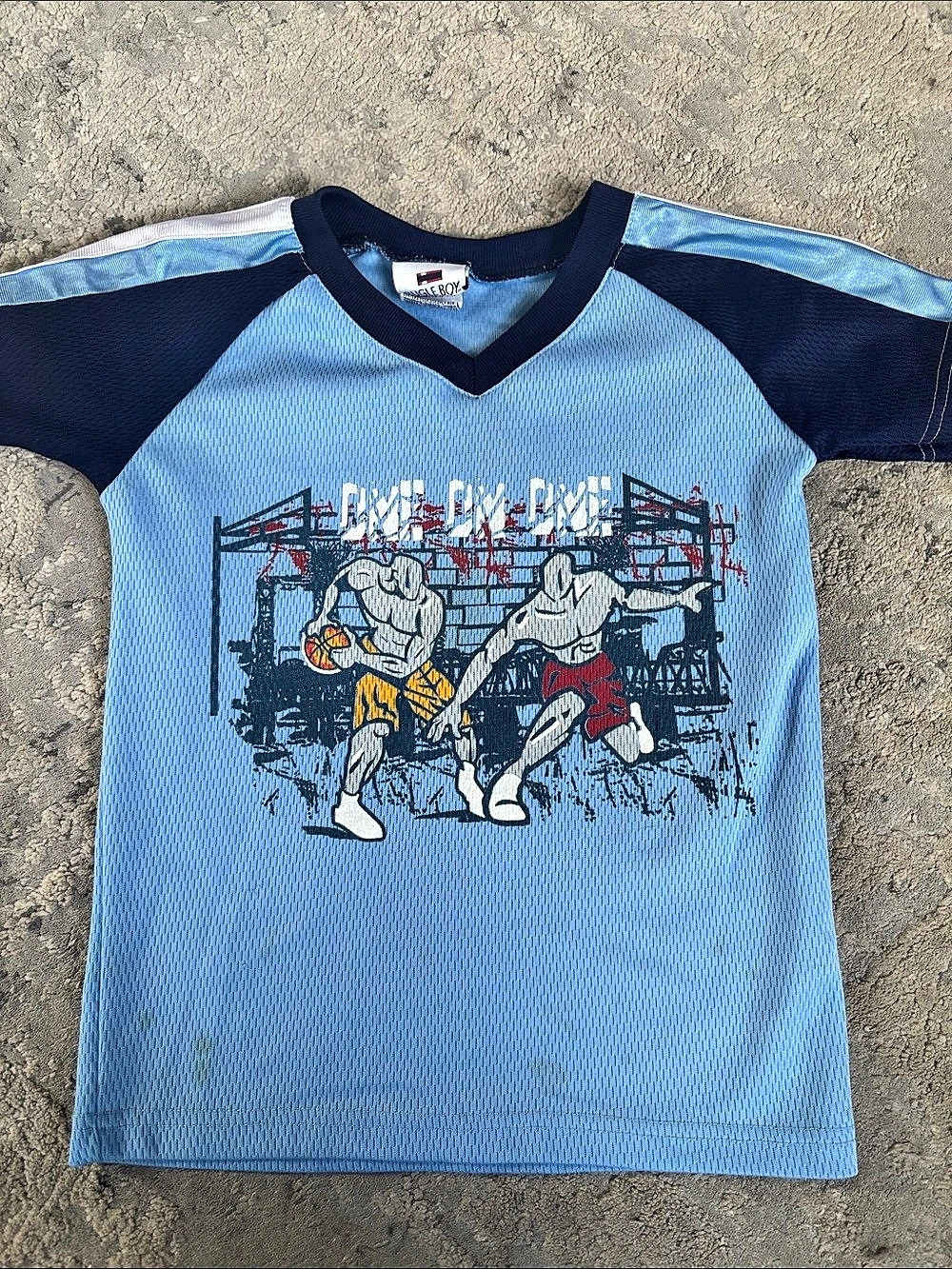 VTG 80-90s Bugle Boy Graphic Jersey in Blue & Navy Boys 6